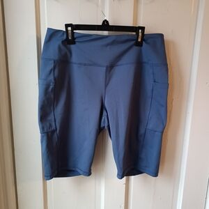 Xersion Slate Blue Women's Bike Shorts with Side Pockets - EUC